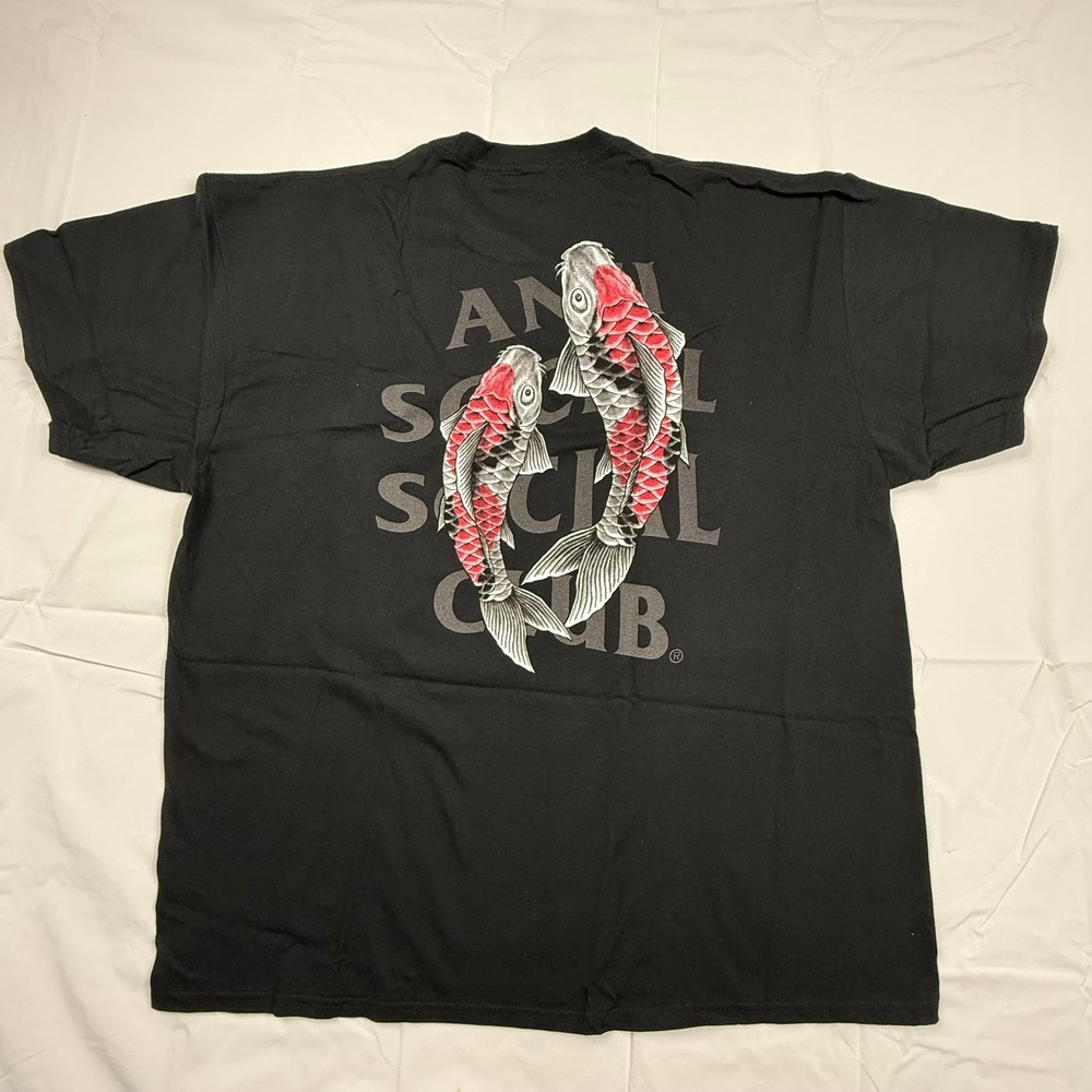 Anti Social Social Club Mens Black Koi Fish Graphic T-Shirt 2XL Streetwear ASSC
